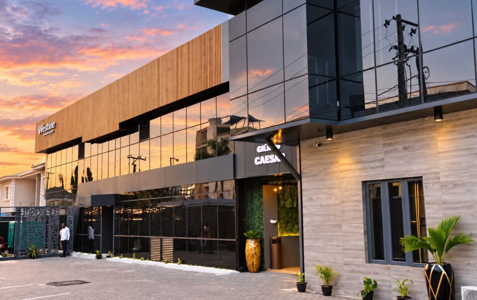 Westine Hotels & Spa exterior in Lekki Phase 1, Lagos at sunset